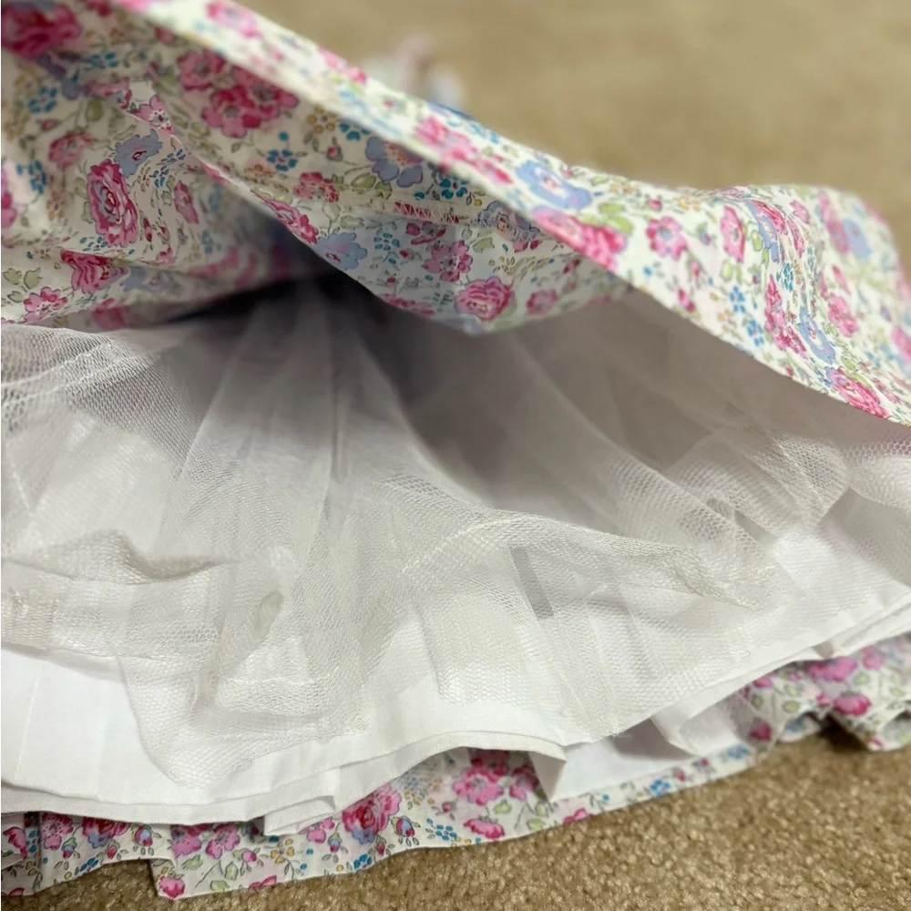 Girl’s Handmade‎ Floral Dress with Blue Bow, | Vintage Aesthetic | Size 5